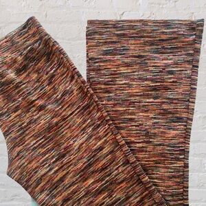 Ecote Earth Tone Variegated Wide Leg Elastic Waist Boho Pants Leggings